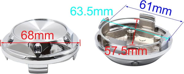 4 stk. 68 mm diameter 4 clips dækcenter hjulnavkapsel sølvfarve