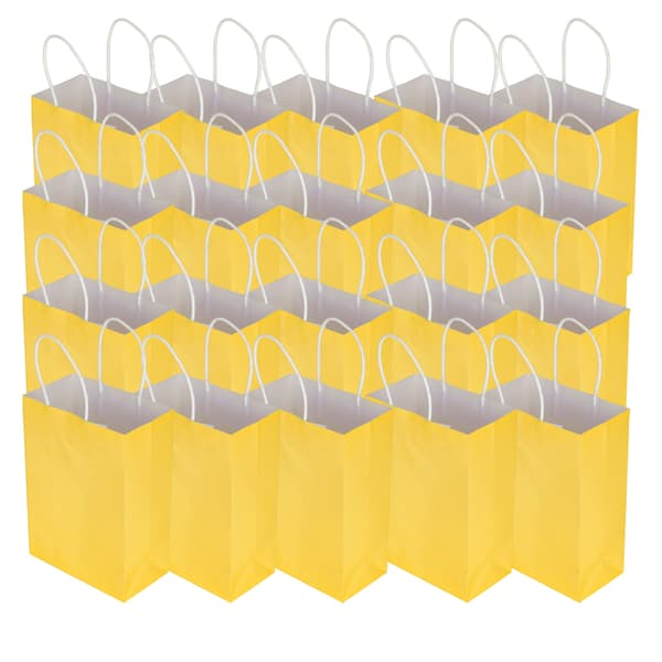 20-pack kraftpapperspresentpåsar 15x8x21 cm gula för shopping födelsedagsfester