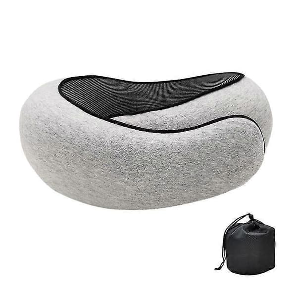 Resenackkudde U-formad minnesbomull Nackkuddar Massage Nackkudde Sovande Flygplanskudde Cervikal Hälsovårdskudde-FX- ljusgrå pale grey
