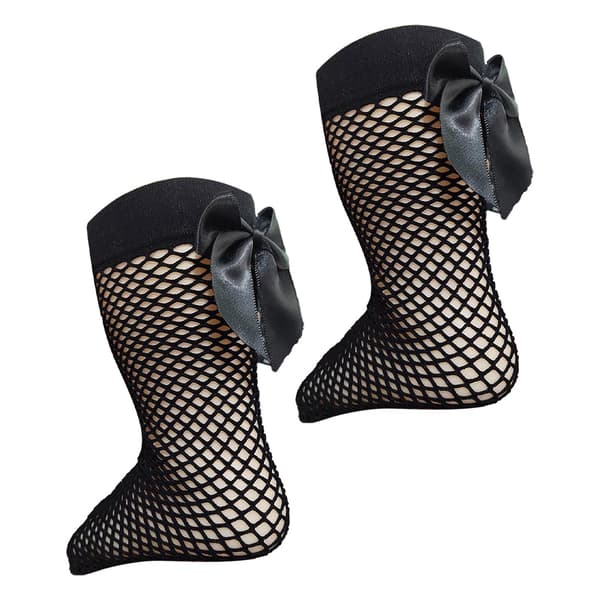 Piger Strømpebukser med Sløjfe og Fiskenet Design Søde Bløde Åndbare Mid-Calf Strømpebukser til 3 til 12 År Gamle Børn