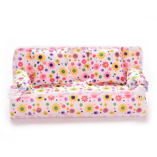 1 stk/sett sofa med 2 puter for Barbie-dukke barne dukkehus