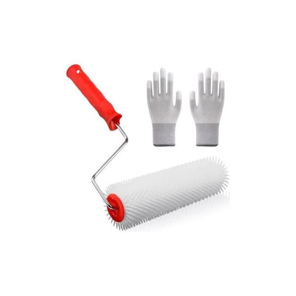 Boblefjernerulle til harpiks og gulve, 23 cm med handsker; ideel til udluftning af gulvbelægninger