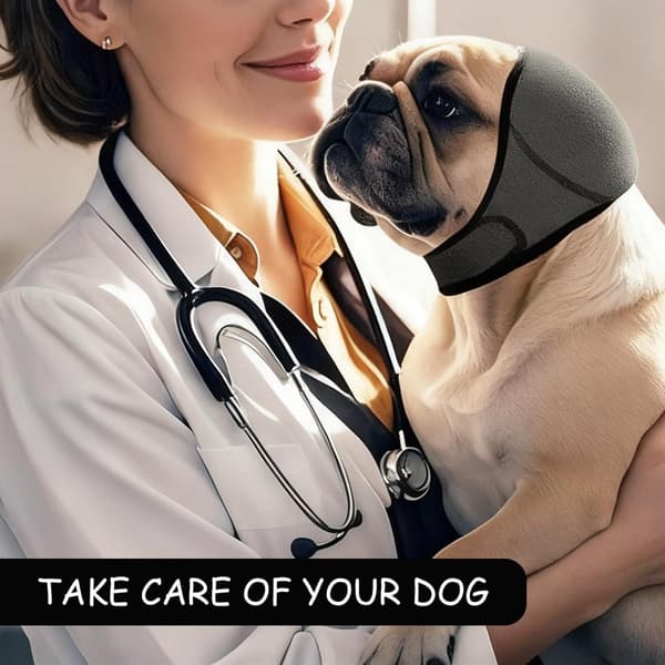 Dog Earmuffs with Adjustable Velcro, for Noise Protection during Bathing and Fireworks, M (Head 35-48cm), 1 Piece