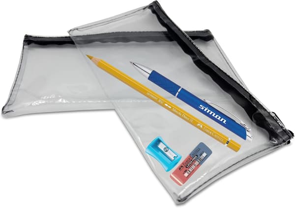 Pencil Case - Transparent PVC Zipper Pencil Case - Clear Pencil Case for Exam Pen Pencil Case (2-Pack)