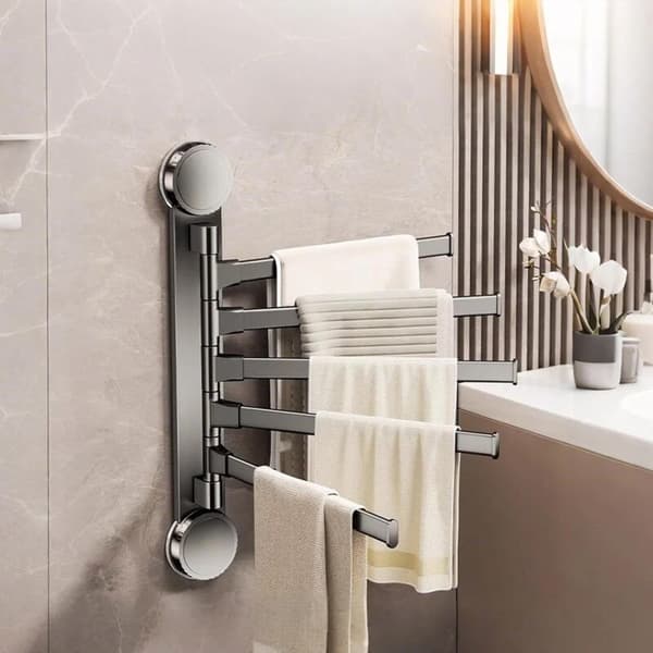 Swivel Towel Rack with Suction Cup, Rotating Bathroom Kitchen, Space-Saving Holder