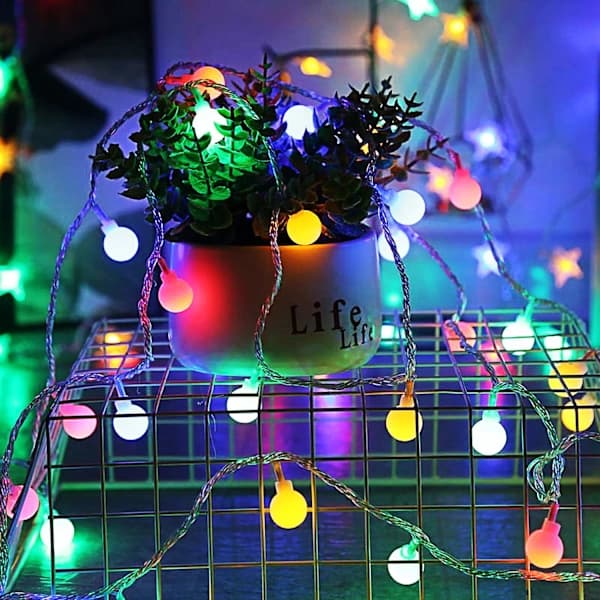 Globe String Lights, 6M 40 pcs Battery Operated LED String Lights, Two Modes Monochrome and Flashing Lighting Decoration
