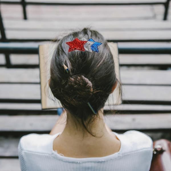 Patriotic Star Hair Clips Compatible with Independence Day with 8 Pcs Multi Multi