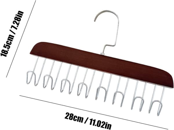 2-pack Non-slip Multi-hook Hangers - Sturdy Wooden Hanger and Belt Hanger, Bra Storage for Wardrobe with 8 Hooks, Clothes Drying Rack