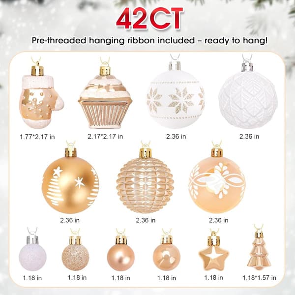 42 Christmas Tree Decorations - Unbreakable Christmas Balls