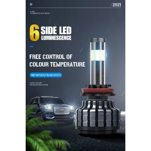 360° 6-sidig H13/9008 LED-frontlykt fjernlys/nærlys 200W 20000LM 6000K