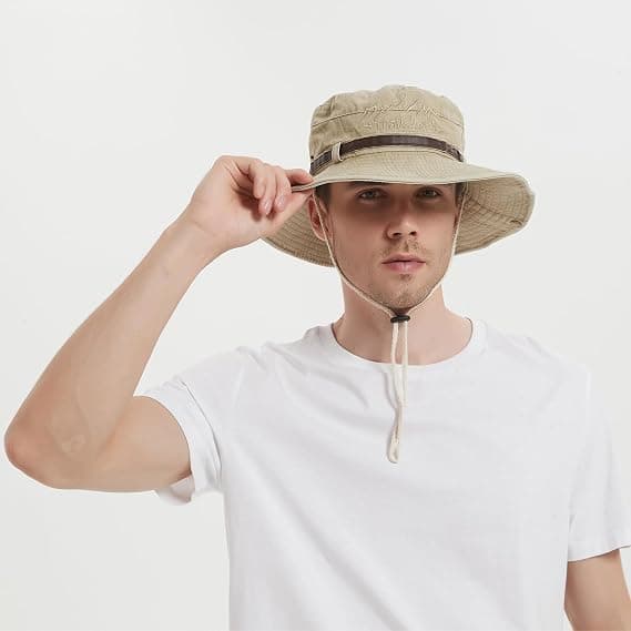 Fiskehatt Anti-UV Solhatt Bred Bret Hettehatt Sammenleggbar Jakthatt Unisex Med Justerbar Hakestropp