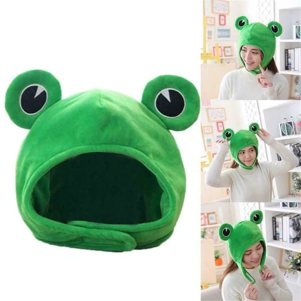 Rolig tecknad söt plyschgrodhatt Cosplay-kostym utklädningshatt