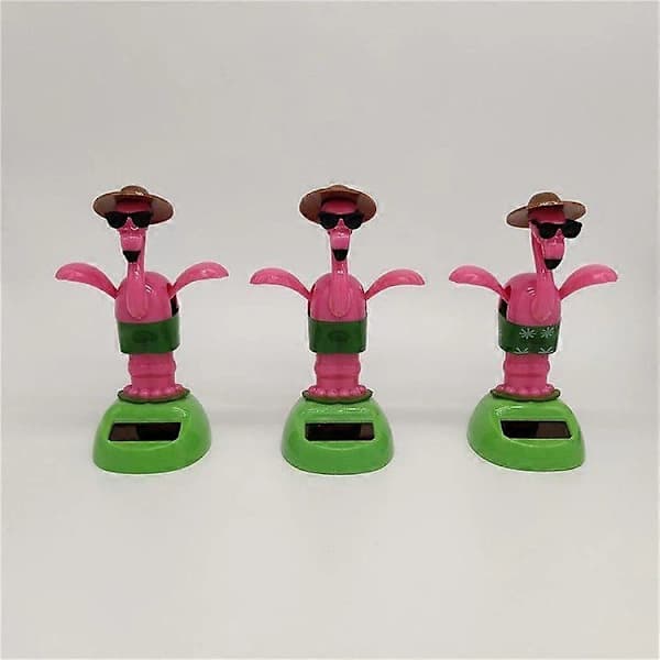Solcellsbilsaccessoar Bobblehead Docka Flamingo Form Rolig Kreativ Gåva Biltillbehör Interiör Röd
