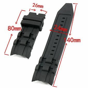 26mm Black Rubber Watch Band For Invicta Pro Diver Collection Chronograph