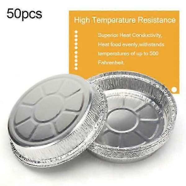 50x runde aluminiumsfolie BBQ madbakke beholdere non-stick bageform Smart-9 tommer