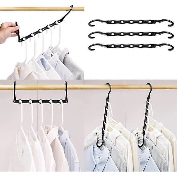 Magic Hangers, 10 Pcs Space Saving 5-Hole Magic Hangers Multifunctional Durable Foldable Shelf Rotating Hanger
