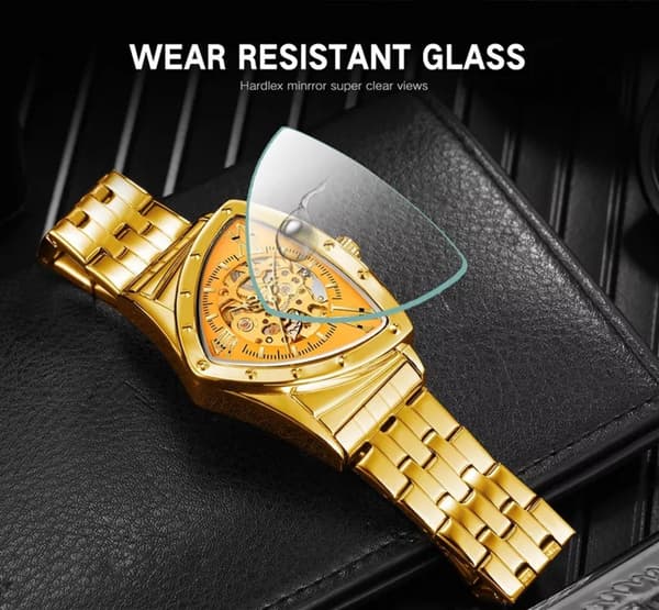 Mekanisk armbåndsur Trekantet armbåndsur med helt uthulet design
