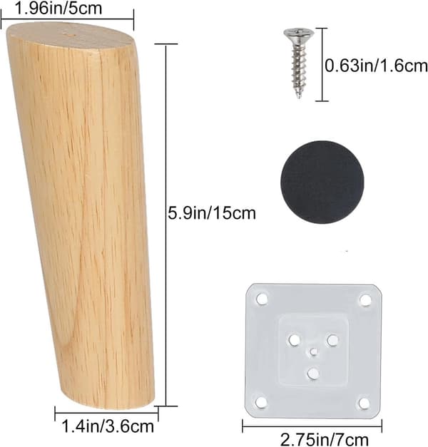 4 stk - 15 cm - Møbelben - Bordben - skrå træmøbelben