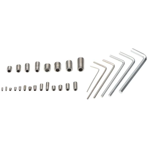660-piece set in box 304 stainless steel hex socket set screws with flat point + 6-piece wrench set