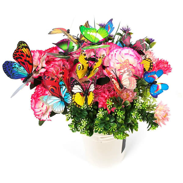 50 stk. farverige sommerfugle 12 cm havedekoration sommerfuglestave