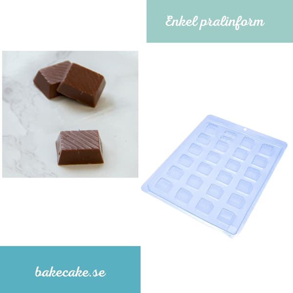 Pralinform Firkant Sjokoladeform - BWB 30 Transparent transparent