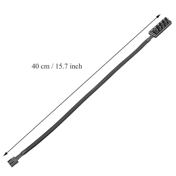PWM viftehub, PC CPU-kjøling 4 PIN/3PIN strømkabelhub splitteradapter for 12V stasjonære datavifter 1 til 5-veis (15,7 tommer)