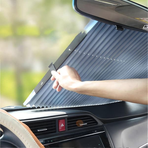 Retractable Windshield Sun Shade Summer Foldable Screen UV Ray Reflector for Car 70x160cm/27.56x63in