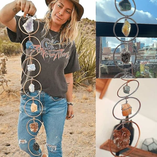 7 Chakra Healing Crystal Wind Chime Hanging Ornament for Window Car Home Decor Gift