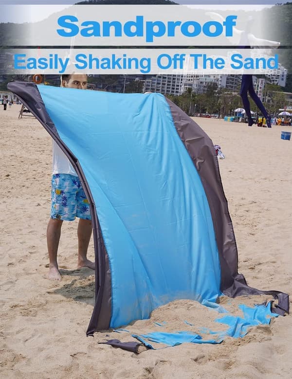 Strandtæppe 210x200cm sandfrit, vandtæt strandmåtte ekstra stort foldbart, picnictæppe til strand, camping, vandreture (blå)