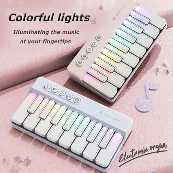 Mini keyboard-klaver - Klaver til børn - Legetøj til børn - Pædagogisk legetøj - Bærbart lommeklaver - Hvid