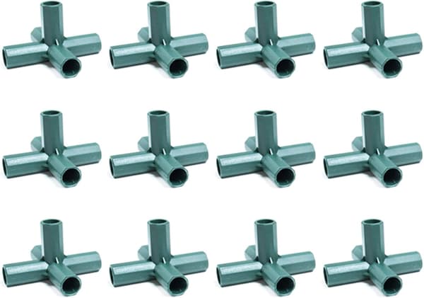 12 stk PVC 5-veis 16 mm kraftige drivhusrammekoblinger