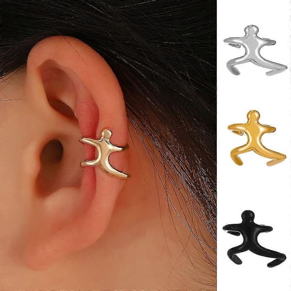 Non-pierced cartilage earring climbing man ear cuff small punk clip-on earring[jkw] Silver Silver