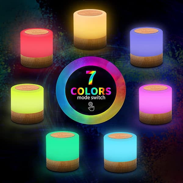 Dæmpbar touch LED-sengelampe - natlampe med timer - RGB-farveskift - bordlampe