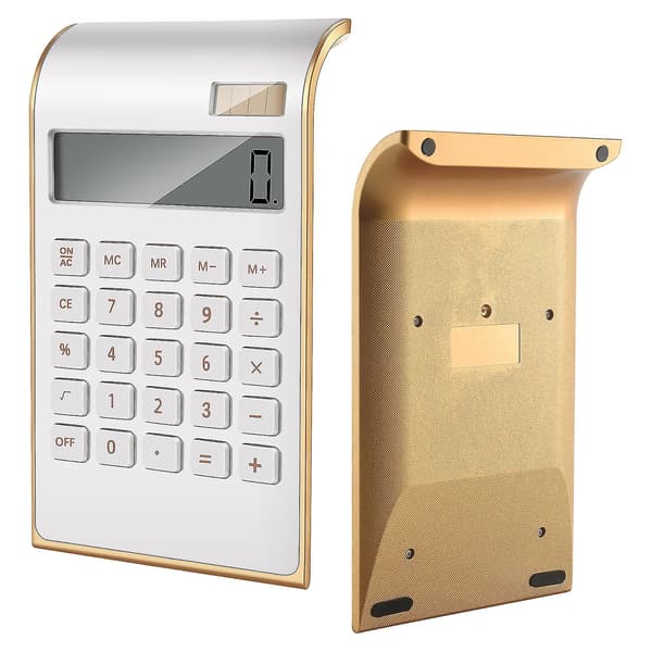 Calculator, Slim Elegant Design, Office/Home Electronics, Dual Powered Desktop Calculator, Solar Power, 10 Digits, Angled LCD Display, Tilted Design