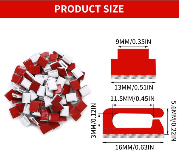 Fästklämmor til LED-strips, hvide selvklæbende beslag til LED-strips til 10 mm LED-strips (100 stk.)