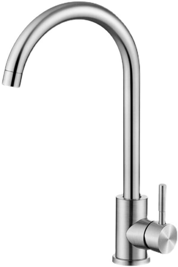 1x Stainless Steel Kitchen Faucet - Hot and Cold Water (Silver - 355 mm)