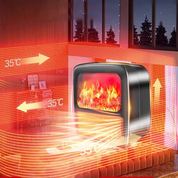 Portable Mini Ceramic PTC Heater with Thermostat, Safety Tip-Over Switch Design, Black - Compatible with AIPERQ