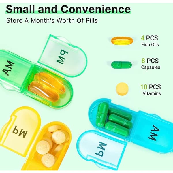 Monthly Pill Organizer 2 Times a Day - AM-PM Large Capacity for a Month's Pills