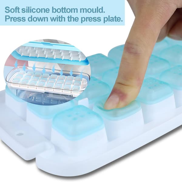 Ice Cube Tray with Lid, Food-Grade Silicone Molds, Releases All Ice Cubes in One Second, Reusable Ice Cube Tray with 48 Compartments