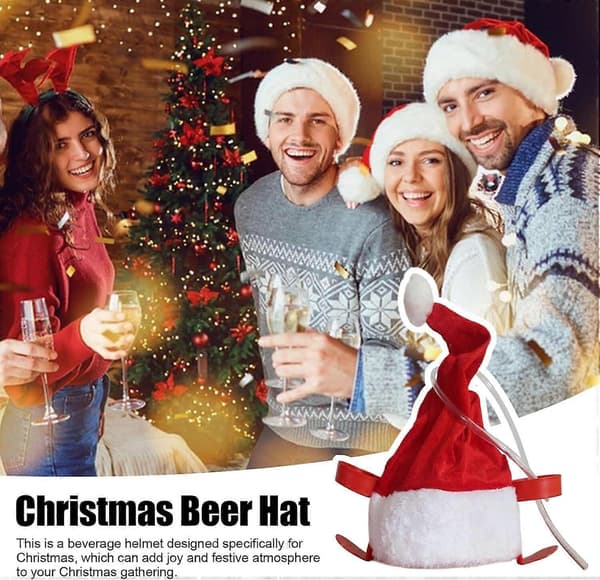 Drinking Helmet, Adjustable Can Holder Cap Christmas Beer Hat