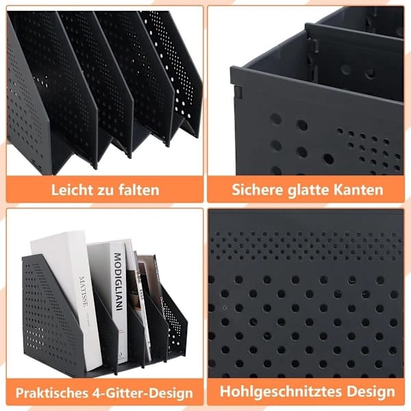Tidskriftssamlare - 4 fack - A4 - 330 x 255 x 243 mm - Mörkgrå