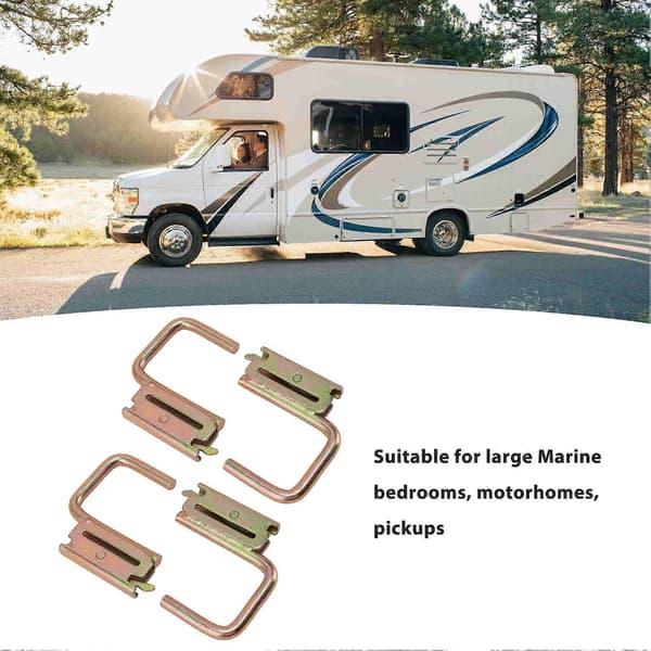 4 st E-spårkrokar Maximal belastning 1200 pund E-spår J-krok tillbehör för husbil marin sovrum pickup truck