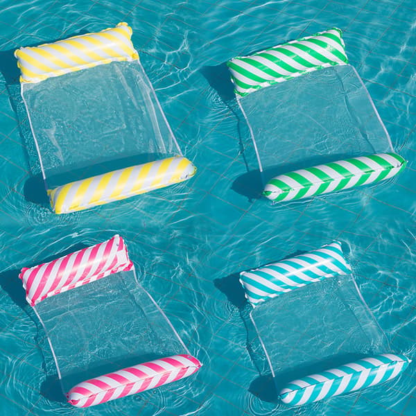 Oppustelig poolhængekøje til voksne, 4-i-1 PVC-netvandstol til pool, strand, rejser, blå Blue