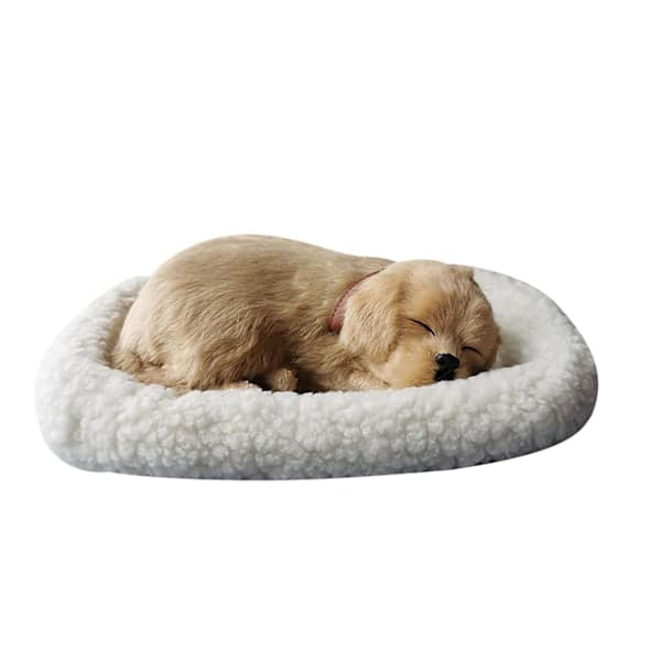 Realistic Sleeping Plush Breathing Dog Long-haired Dog With Mat Animal Decor K DB As Shown E