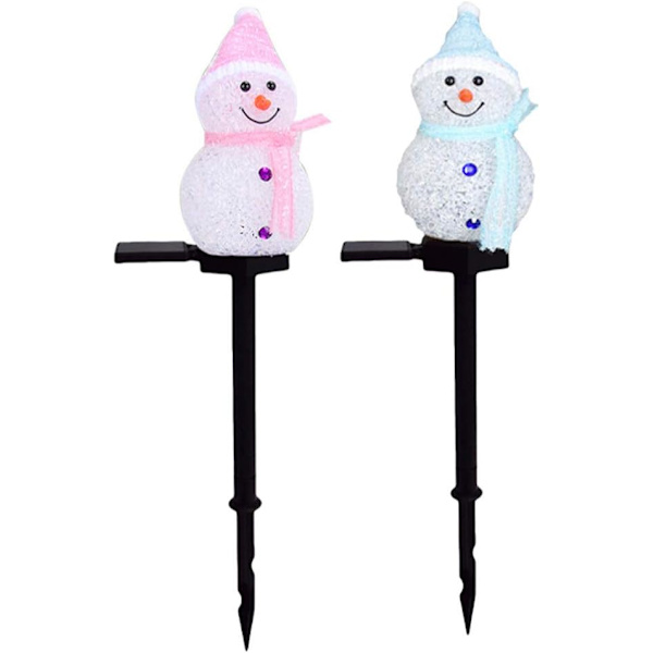 *2 LED Solcelle Snømann Lys Hagedekorasjon Julebelysning Gar*