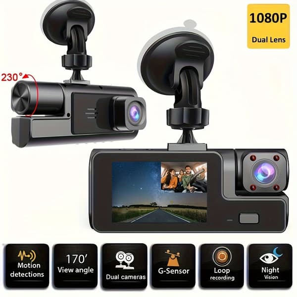 HD 1080P Dashcam 170° Vidvinkel Nattsyn G-Sensor Loop-opptak