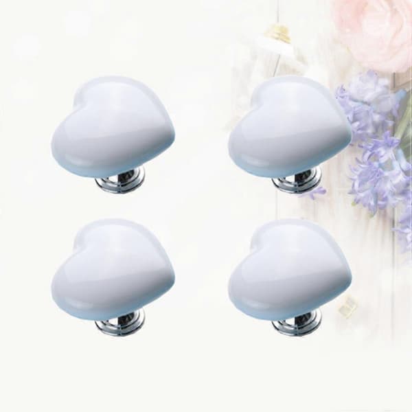 Heart-shaped Drawer Handles Ceramic Door Knobs for Furniture Door Shoe Cabinet Durable 4pcs[DB]