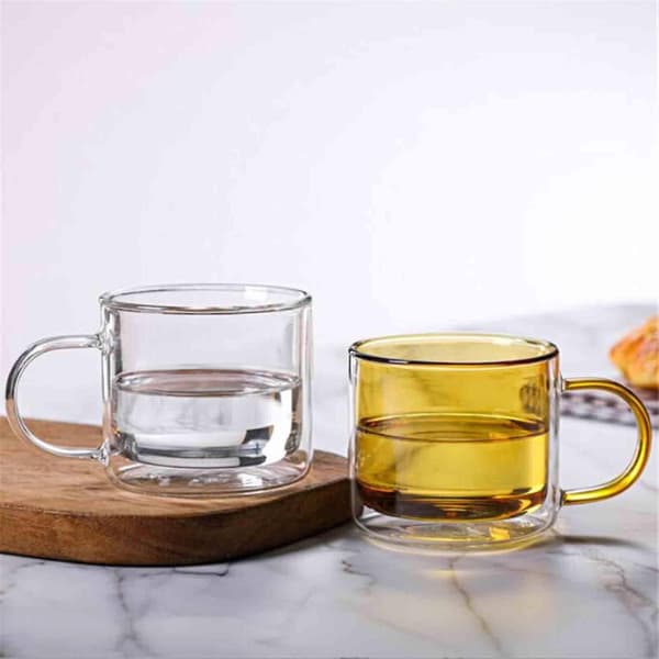 Dubbelväggig glasmugg med isolering, färgglad 250 ml, Grå Grey 250ml