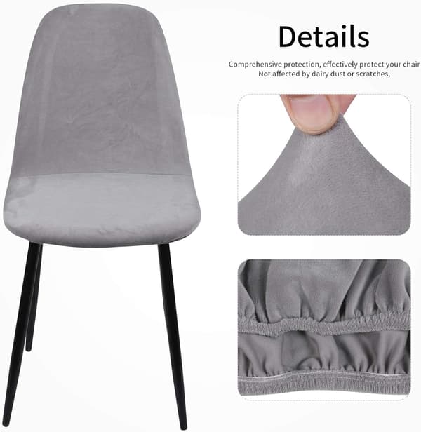 Skandinaviska sammetsstolsöverdrag, 4-pack stretchiga matstolsöverdrag-FA-
