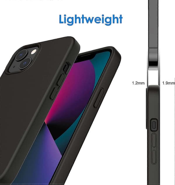 Silikonskal Kompatibelt med iPhone 13 6.1 tum, Silkeslen Fullständigt Kroppsskydd, Mjukt Mikrofiberfoder, Stötsäkert (Svart)